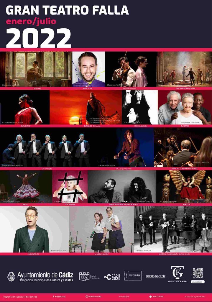 Programación Gran Teatro Falla de Cádiz Enero -Julio 2022